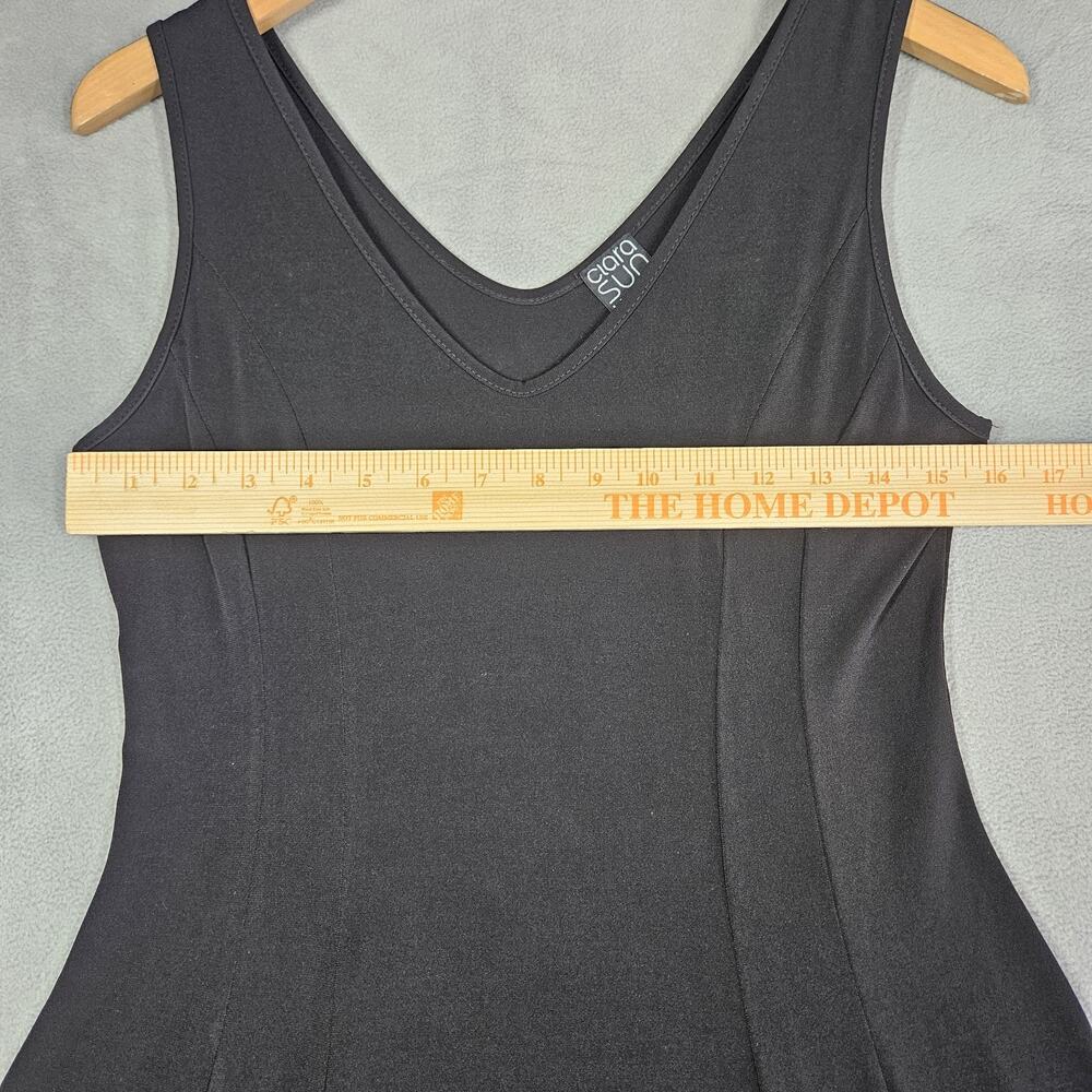 Clara Sun Woo Dress Women Small Sleeveless V Neck Comfy Stretch Black Minimalist - Picture 6 of 9